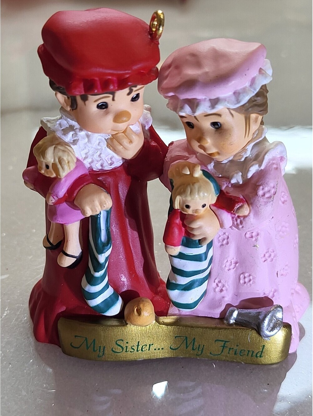 Vtg Hallmark 1999 Christmas Ornament My Sister My Friend Holly EUC 3D 2.5" A18